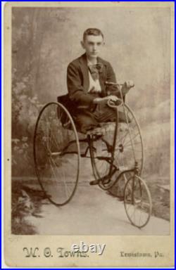 AMAZING HALF-MAN TRICYCLE Rare ANTIQUE FREAK PHOTO 1890s UNIQUE CIRCUS SIDESHOW