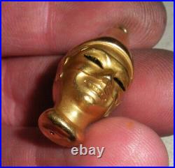 ANTIQUE 18K GOLD CARNIVAL CIRCUS HALLOWEEN FACE MASK HEAD CHARM PENDANT tuvi