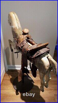 ANTIQUE CAROUSEL HORSE with SADDLE CUSTOM STAND