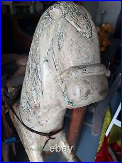 ANTIQUE CAROUSEL HORSE with SADDLE CUSTOM STAND