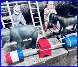 ANTIQUE SCHOENHUT HUMPTY DUMPTY CIRCUS CLOWNS (2) Donkey, Elephant, Ladders