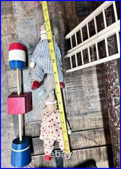 ANTIQUE SCHOENHUT HUMPTY DUMPTY CIRCUS CLOWNS (2) Donkey, Elephant, Ladders
