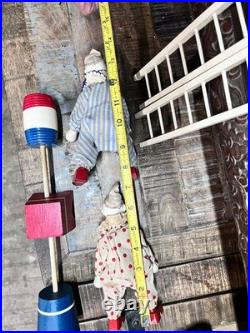 ANTIQUE SCHOENHUT HUMPTY DUMPTY CIRCUS CLOWNS (2) Donkey, Elephant, Ladders