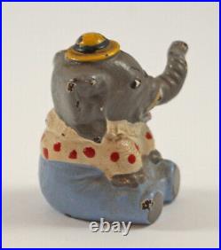 ^ANTIQUE SEATED CIRCUS ELEPHANT DUMBO CAST IRON HUBLEY PAPERWEIGHT 1930's