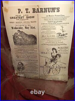 ANTIQUE T BARNUM ANtique Circus Side Show AD POSTER 1860S ZUILA BLONDIN