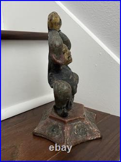 ANTIQUE VICTORIAN c. 1905 VINTAGE 9 lb. CAST IRON CIRCUS CHINESE JESTER DOORSTOP