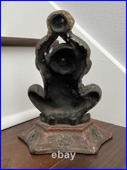 ANTIQUE VICTORIAN c. 1905 VINTAGE 9 lb. CAST IRON CIRCUS CHINESE JESTER DOORSTOP