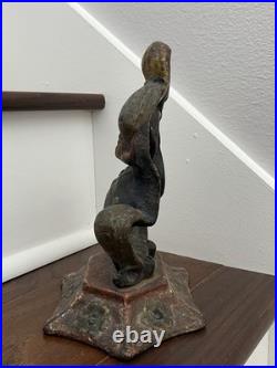 ANTIQUE VICTORIAN c. 1905 VINTAGE 9 lb. CAST IRON CIRCUS CHINESE JESTER DOORSTOP