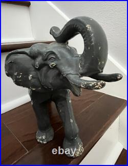 ANTIQUE VINTAGE 8 lb. CAST IRON CIRCUS ELEPHANT DOORSTOP
