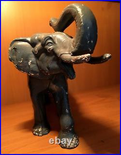 ANTIQUE VINTAGE 8 lb. HUBLEY CAST IRON CIRCUS ELEPHANT DOORSTOP