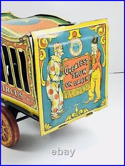 ANTIQUE WYANDOTTE CIRCUS TRUCK & CAGE WAGON Tin Litho Toy Truck with ...