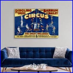 Advertising the'Ringling Bros. And Canvas Wall Art Print, Circus Home Decor