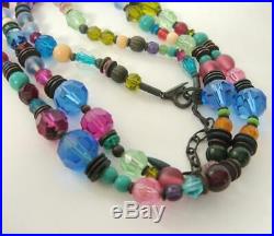 Allen Owen Glass Collection Antique Czech Crystals Beads Necklace Signed CIRCUS