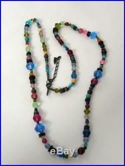 Allen Owen Glass Collection Antique Czech Crystals Beads Necklace Signed CIRCUS