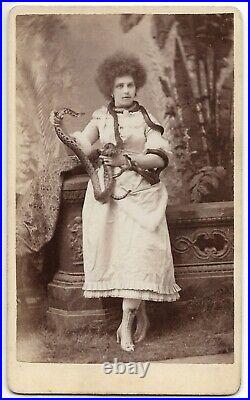 Antique 1800s SNAKE CHARMER Circassian Beauty CIRCUS SIDESHOW Original CDV PHOTO