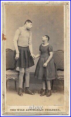 Antique 1860's THE WILD AUSTRALIAN CHILDREN Circus SIDESHOW Original CDV PHOTO