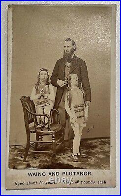 Antique 1860s CDV Photo Waino And Plutano Barnum Bailey Freak Show Circus Card