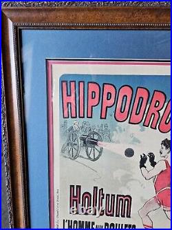 Antique 1870s Holtum at The Hippodrome Circus Freak Show Lithograph Poster Orig