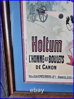 Antique 1870s Holtum at The Hippodrome Circus Freak Show Lithograph Poster Orig