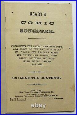 Antique 1882 NEARY'S COMIC SONGSTER Hand Colored SINGING CIRCUS CLOWN Chapbook