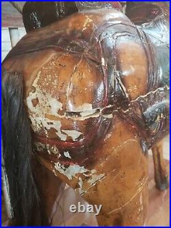 Antique 1890s Hand Painted Wood Carousel Carnival Circus Horse Folk Art
