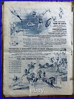 Antique 1892 Vintage Barnum & Bailey Circus Courier Strobridge Litho Co ORIGINAL