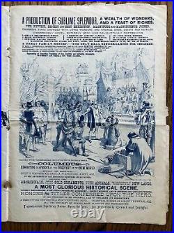 Antique 1892 Vintage Barnum & Bailey Circus Courier Strobridge Litho Co ORIGINAL