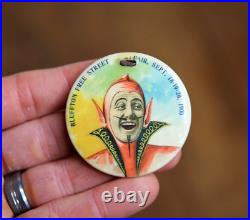 Antique 1900 Whitehead & Hoag Pinback Button Indiana Fair Circus Jester Devil