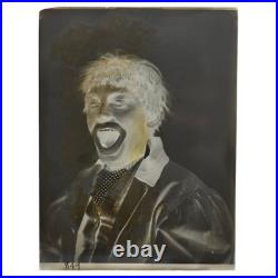Antique 1900s Creepy Clown Glass Negative Plate 5 X 7 Circus Vaudeville