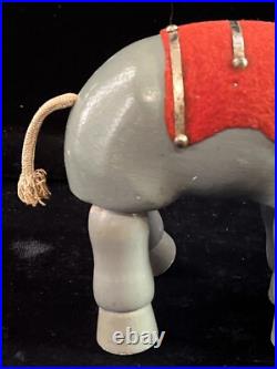 Antique 1903-1920 Schoenhut Circus Elephant, Clown, Barrel, Chair & Ladder