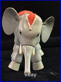 Antique 1903-1920 Schoenhut Circus Elephant, Clown, Barrel, Chair & Ladder