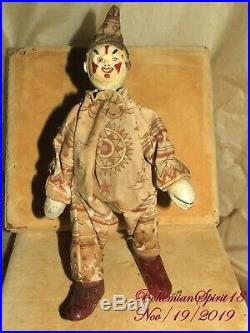 Antique 1910's SHOENHUT Humpty Dumpty Circus Clown Original Outfit Wood Doll