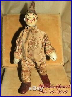 Antique 1910's SHOENHUT Humpty Dumpty Circus Clown Original Outfit Wood Doll
