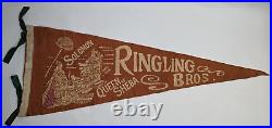Antique 1914 Ringling Bros. SOLOMON & THE QUEEN OF SHEBA Circus 28 Pennant Flag