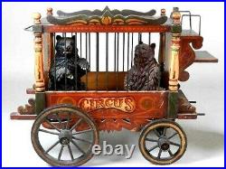 Antique 1920's Barnum & Bailey Circus Carved Wood Wooden Wagon Elephant Bears