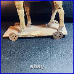 Antique 1920's German Primitive Camel Circus Platform Pull Along Toy