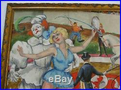 Antique 1920's Oil Painting Circus Performer Americana Acrobat Wpa Ashcan Style