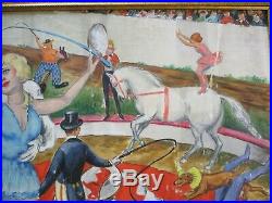 Antique 1920's Oil Painting Circus Performer Americana Acrobat Wpa Ashcan Style