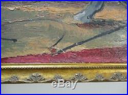 Antique 1920's Oil Painting Large 36 Inch Circus Performer Americana Acrobat Wpa