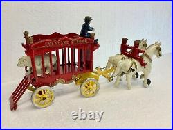 Antique, 1930/40 KENTON cast iron horse drawn Circus Wagon, complete set
