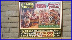 Antique 1930 Circus Poster AL. G. Barnes Persia & Pagent of Pekin 38x 43 framed