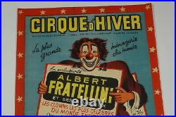 Antique 1930s Fratellini Clown Winter Circus Poster, ANTIQUE CIRCUS POSTER