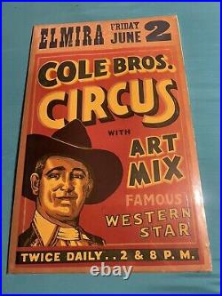 Antique 1939 Cole Bros. Circus Poster 14 X 22 Heavy Poster Board Material