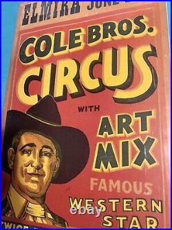 Antique 1939 Cole Bros. Circus Poster 14 X 22 Heavy Poster Board Material