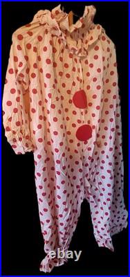 Antique 1940s Kora Shrine Circus Clown Costume Two Piece Hat Red Polkadot Suit