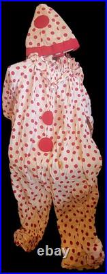 Antique 1940s Kora Shrine Circus Clown Costume Two Piece Hat Red Polkadot Suit