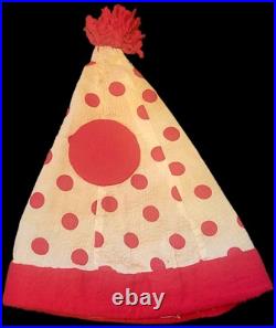Antique 1940s Kora Shrine Circus Clown Costume Two Piece Hat Red Polkadot Suit