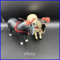 Antique 1952-54-Humpty Dumpty Toys Wooden Circus Set Donkey, Elephant, 3 Horses