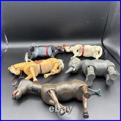 Antique 1952-54-Humpty Dumpty Toys Wooden Circus Set Donkey, Elephant, 3 Horses