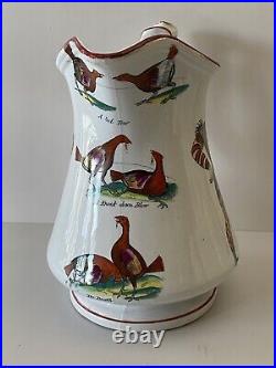 Antique 19c Pottery Elsmore & Forster puzzle jug Harlequin Fighting Cocks 1860 A